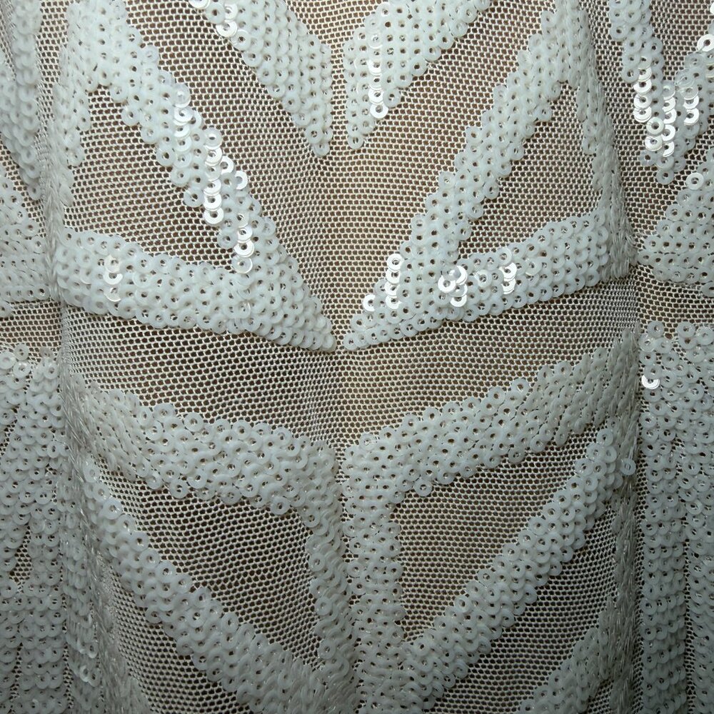 Dress the Population Emery White Sequined Scoop Back Midi Dress - Picture 6 of 9